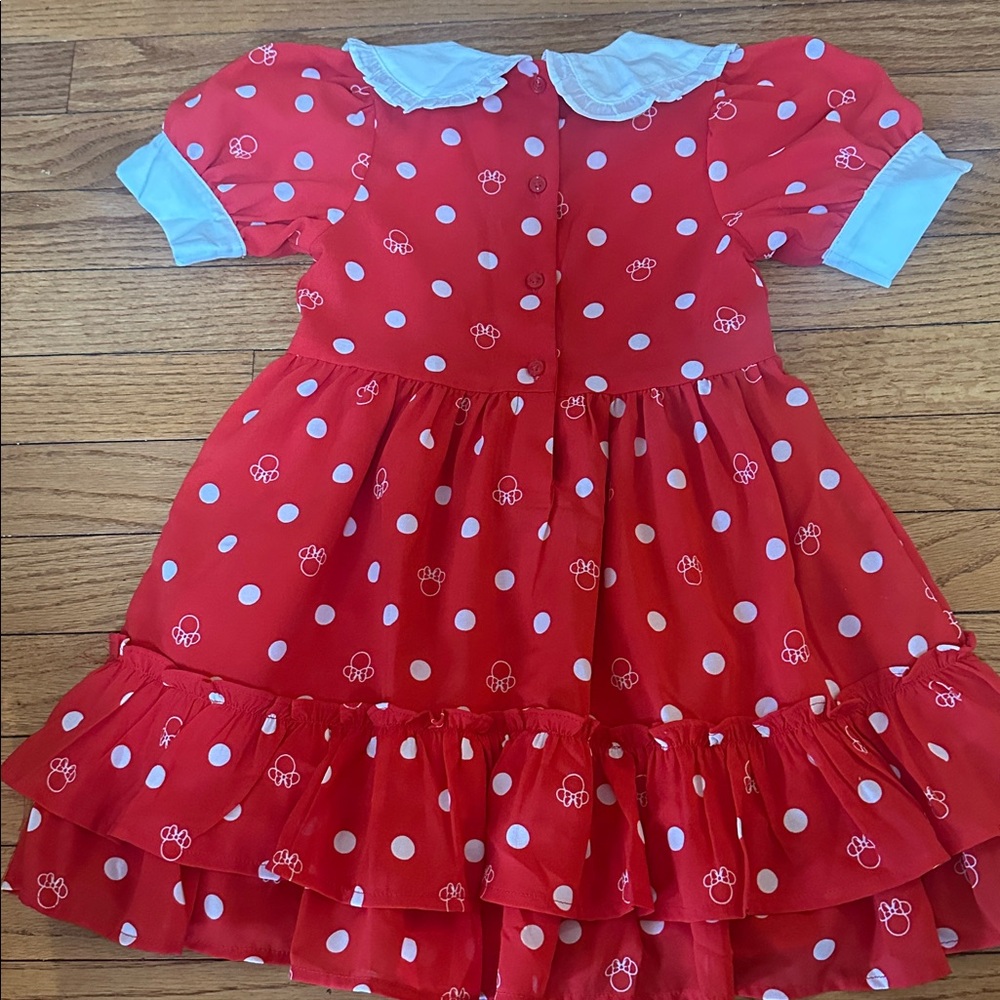 Janie and Jack Red Polka Dot Minnie Mouse Dress with White Collar - Picture 6 of 6